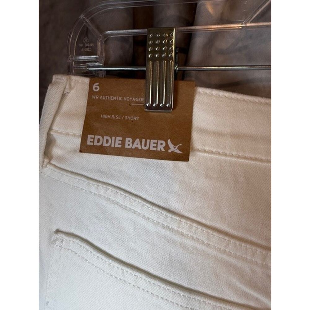 New Eddie Bauer Women Size 6 White Stretch Cotton High Rise Cutoff Denim Shorts - Picture 10 of 11